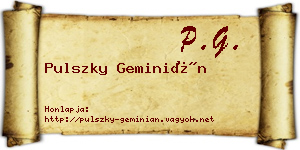 Pulszky Geminián névjegykártya